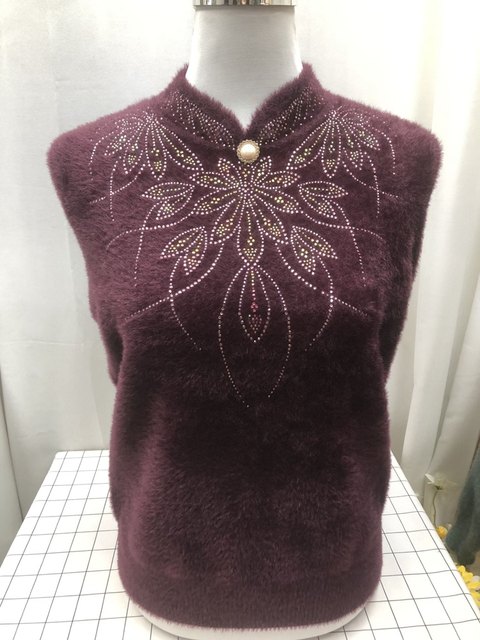 Extra large size mother's wear thick sweater women's half turtleneck autumn and winter imitation mink velvet top middle-aged and elderly loose bottoming shirt