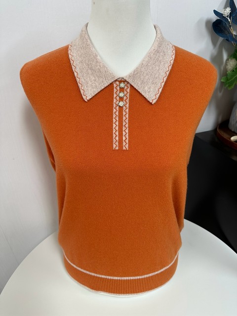 Shopping mall 100 pure wool simple mother's knitted sweater middle-aged and elderly loose lapel top bottoming shirt for women