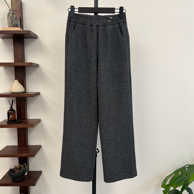 New style straight trousers for women in autumn and winter, spring and autumn elastic solid color loose mother trousers high waist middle-aged women thick trousers