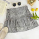 Design versatile side strap bow high waist ink printed ruffle cake skirt skirt short skirt women
