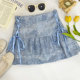 Design versatile side strap bow high waist ink printed ruffle cake skirt skirt short skirt women