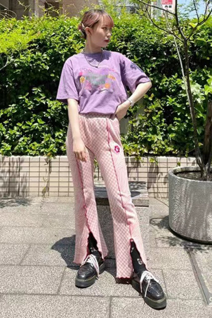American retro love letters niche purple T-shirt for women short-sleeved loose slim heavy pure cotton round neck summer big tee