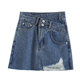 BANA foreign trade original single export asymmetric American retro high waist A-line ripped denim skirt skirt skirt skirt
