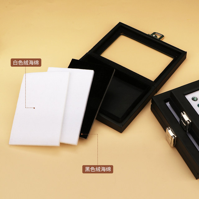 Jewelry display box black patent leather glass with locking transparent gem box diamond diamond noodle nude stone color nude drill box