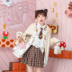 2025 spring girl star bear plaid PU splicing loose fake two-piece hooded beige sweatshirt cardigan jacket