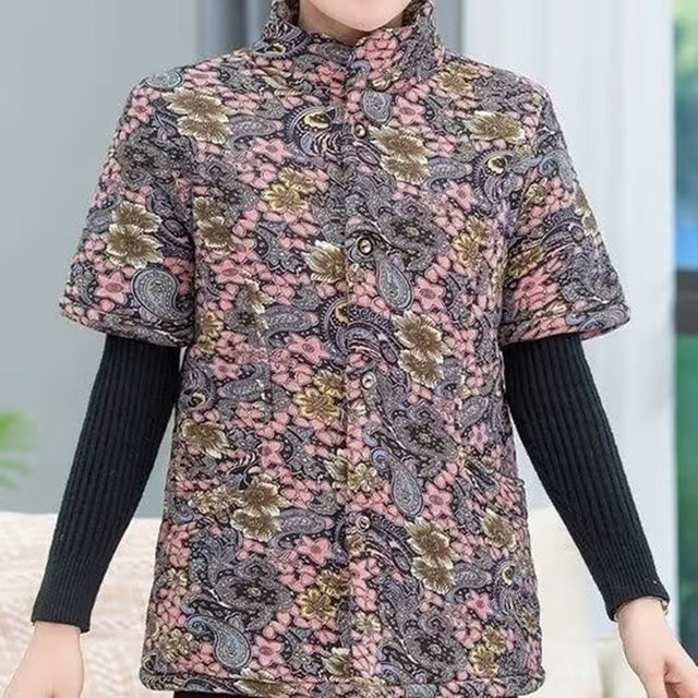 Winter half-sleeved cotton jacket thickened camel velvet middle-aged and elderly cotton coat mother warm women's sleeved cotton vest cotton vest