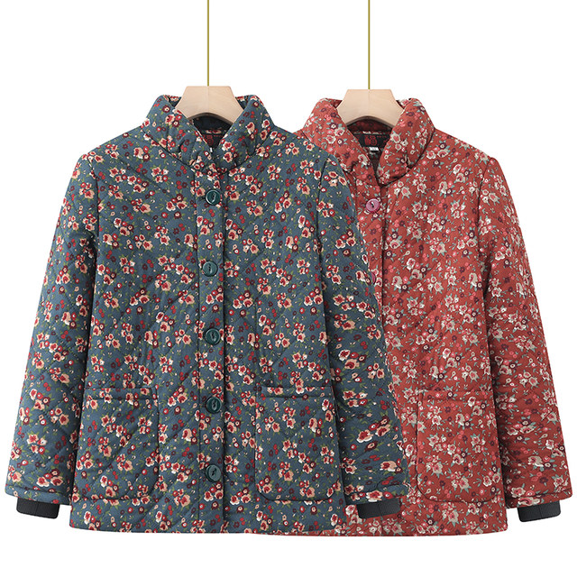 Middle-aged and elderly women plus velvet thickened cotton coat coat fat mother winter extra-large cotton coat grandma warm cotton jacket top
