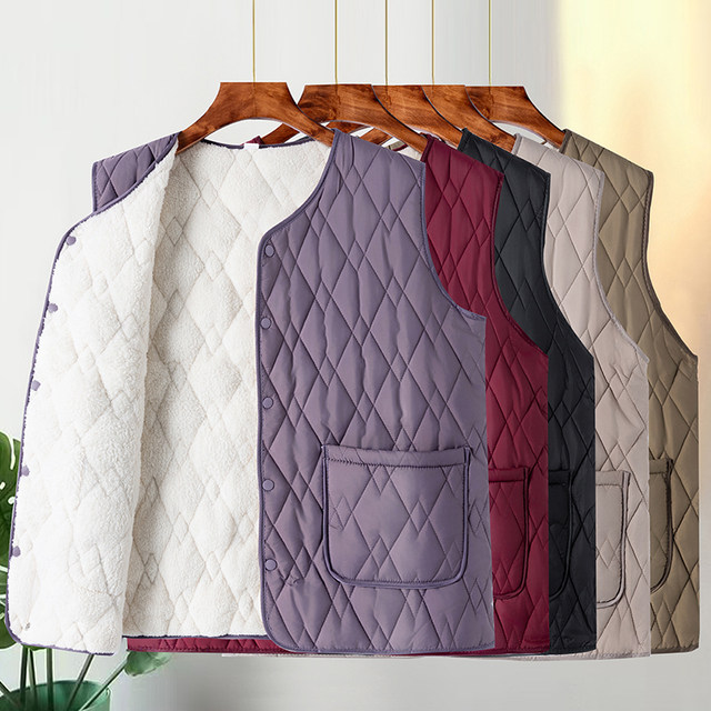 
Middle-aged and elderly female mothers autumn and winter clothing plus velvet vest plus fat large size loose grandma vest vest warm jacket