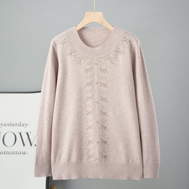 Mom's spring sweater base shirt plus fat plus size knitted shirt middle-aged and elderly women's clothing old men's fashionable tops
