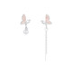Pink long butterfly tassel ear clip for women light luxury high-end niche asymmetric earrings without earrings exquisite earrings