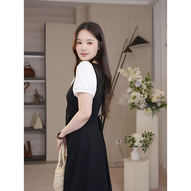 
Xia Dada big size women's clothing, small temperament design, long slim fit, spliced fake two-piece dress