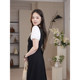 
Xia Dada big size women's clothing, small temperament design, long slim fit, spliced fake two-piece dress