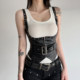 H Family European and American Clothing Motorcycle Dark Metal Buckle Zipper Leather Chest Support Cool Hot Girl Rivet Vest Top Trendy