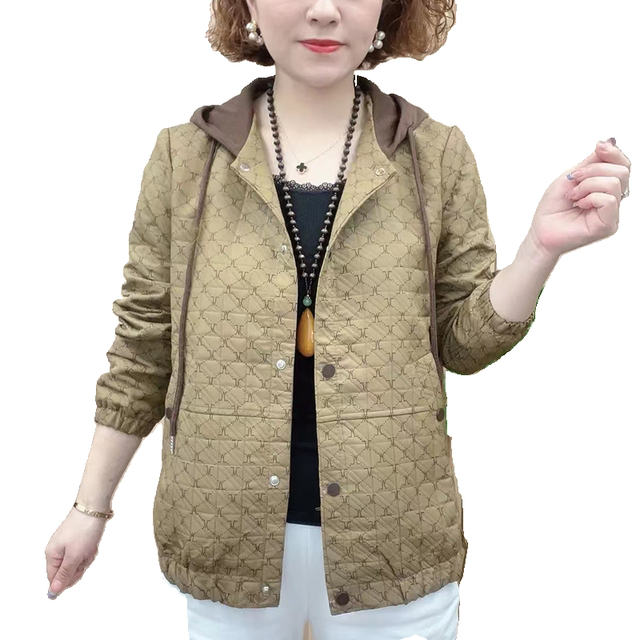 Short jacket female 2024 spring and autumn new middle -aged mothers pretend to be fashionable, thin casual hooded long sleeve jacket
