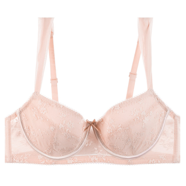 Underwear for women, French style soft steel ring to gather secondary breasts and prevent sagging, pure desire adjustable sexy lace bra set