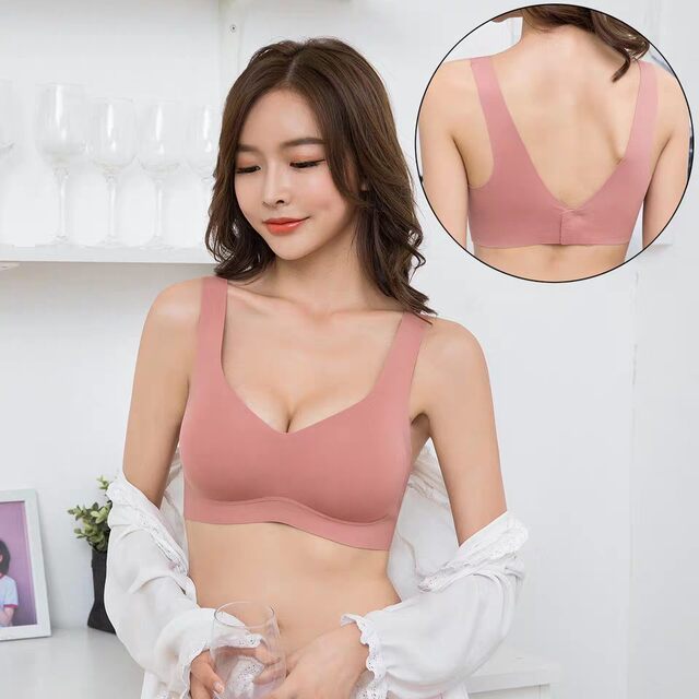New Japanese Supplement traceless steel ring-free large-size bra deep V gather invisible breasted sports safety underwear 918