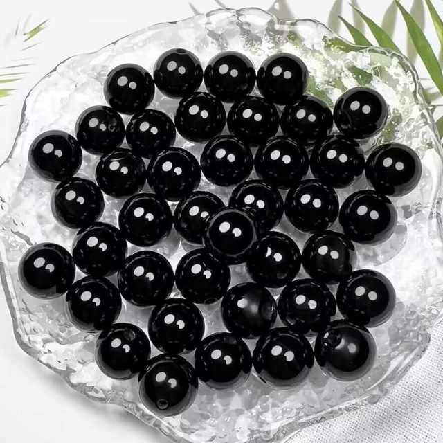Crystal glass obsidian beads loose beads wholesale black ball beads DIY bracelet with beads light bead bracelet material