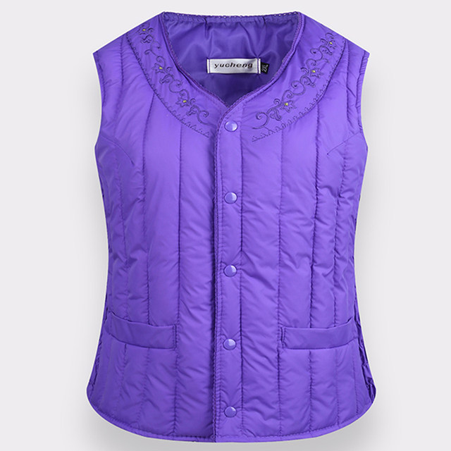 Autumn and winter middle-aged and elderly women down cotton vest elderly mothers close-fitting grandma vest short vest warm
