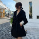 Hooded double-sided cashmere coat for women mid-length spliced ​​leather cloak autumn and winter new small wool coat for women