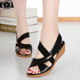 Middle heel sandals for women in summer 2025 new leather heel flat beef tendon soft sole non-slip middle-aged and elderly mother fish mouth shoes
