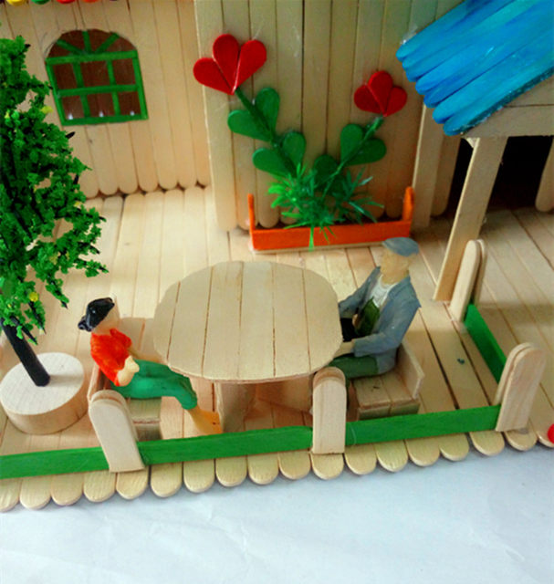 Ice Cream Stick and wooden stick DIY handmade house model Material