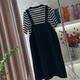Fat sister's large size slimming fake two-piece round neck short-sleeved dress in summer loose Korean style fashionable spliced midi skirt