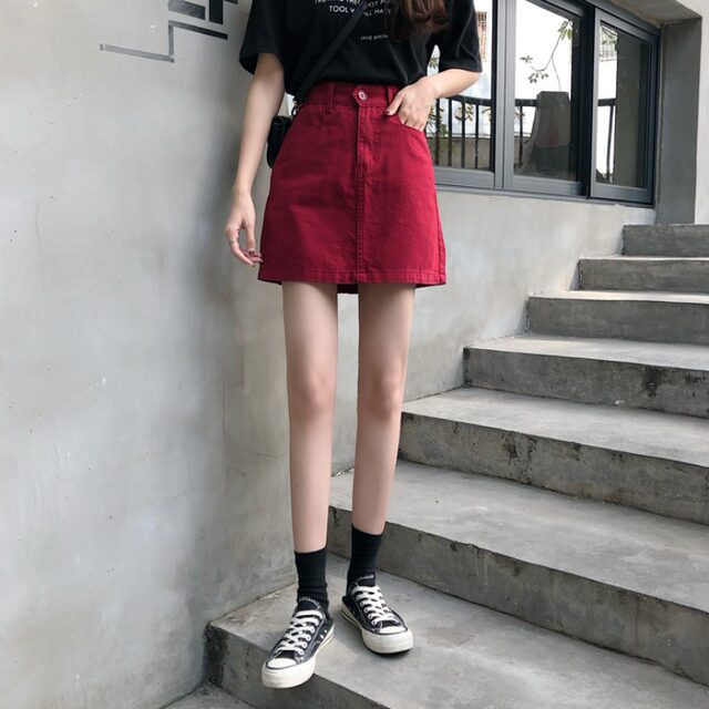 Denim short skirt for women 2025 summer Korean version high waist large size versatile slim small A-line hip skirt trendy