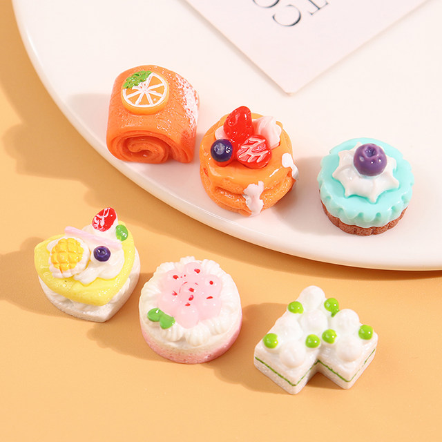 Ice cream fruit cake simulation food play cream glue DIY hairpin hair accessories material children's house decorations for women
