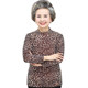 Fleece base shirt for women, middle-aged and elderly winter clothes new warm mid-collar printed T-shirt long-sleeved thickened mother top