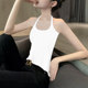 2025 new summer coffee color halterneck camisole women's knitted modal sexy chest pad base with beautiful back