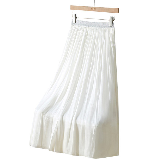 Her pool high waist skirt 2025 spring new women's fashion sweet lady loose waist A -line long skirt