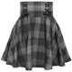 Spicy girl American Bella girl dark gray lattice high waist tie big bands large skirt small short skirt A -line skirt