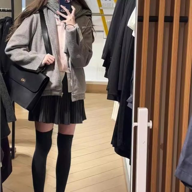 Summer versatile college style age-reducing small wool pleated short skirt large size sweet slim solid color skirt for women