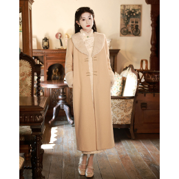 With cheongsam coat mink velvet coat autumn and winter long sleeves thickening to keep warm Chinese style new Chinese style haute feel