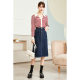 betu Baitu A-line skirt for women with high waist mid-length slit denim skirt commuting 2024 autumn outfit new style