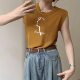 Green hot girl sleeveless vest for women in summer European goods shoulder top design niche thin ice silk knitted T-shirt
