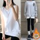 Loose white sweatshirt layered inner mid-length pure cotton vest for women's sleeveless suspender autumn and winter thick base shirt