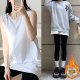 Loose white sweatshirt layered inner mid-length pure cotton vest for women's sleeveless suspender autumn and winter thick base shirt