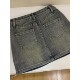 Retro denim short skirt small summer 2025 new high-waisted large size loose anti-balanced versatile trousers skirt

