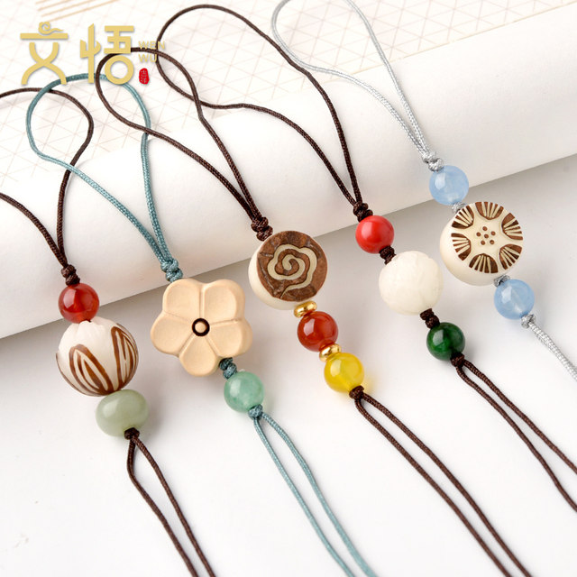 Mobile phone lanyard short hand-woven keychain semi-finished mobile phone chain pendant DIY accessories pendant rope