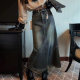 Retro old denim skirt for women 2025 new design high waist slim mid-length A-line hip long skirt
