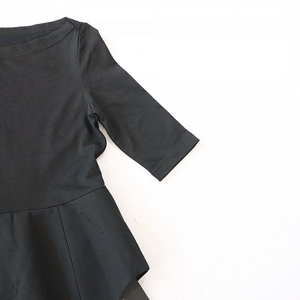 New spring and summer women's mid-sleeved T-shirt shirt with one-length collar pullover slim side zipper splicing irregular top F6S
