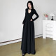 DARLINGAGA French temperament lace spliced ​​neck strap deep V-neck dress for women black trouser a-line skirt long skirt