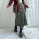 DARINGAGA new Chinese dark pattern print retro skirt for women with high waist smudged black ears versatile midi skirt