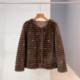 /Nalan Xun NO Return Shipping Fee Self-Care Round Neck Flower-cut Mian Velvet Pearl Embellished Short Fur Jacket Women's 9813