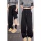 2383# regular 53 casual pants for women in autumn and winter new large size lazy style slim and iron diamond wide-leg cotton pants
