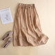 Clearance and pick up the bargain~The counter withdraws foreign trade women's cotton and linen skirt drawstring high waist slimming mid-length A-line skirt