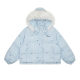 New winter Korean retro bow printed striped cotton coat for female students loose hooded wool collar warm cotton suit
