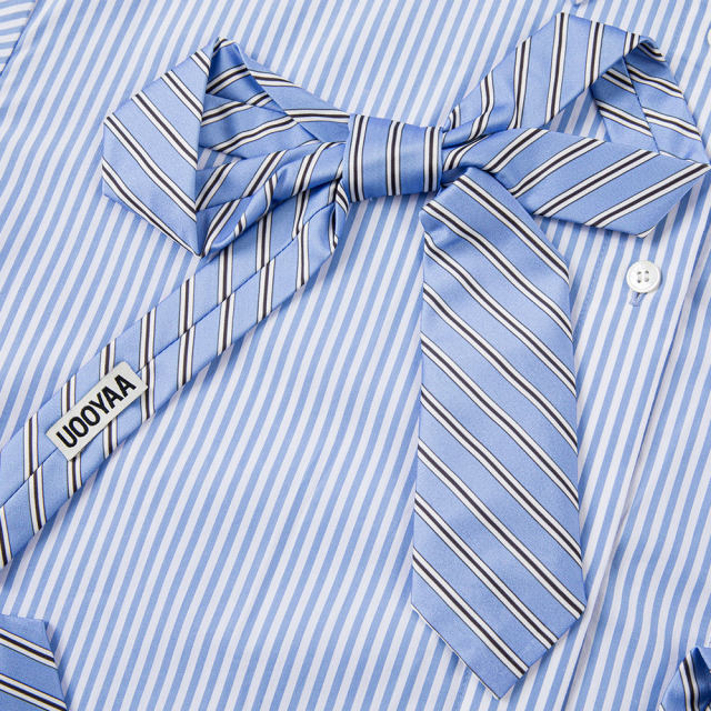 UOOYAA/Wuya tie bow striped shirt
