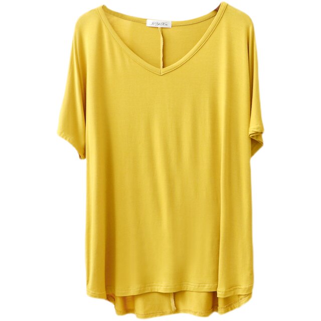 Summer Thin Modal Short Sleeve Large Size T-shirt Women's V-neck Casual Loose Pajamas Pregnant Women Home Solid Color Bottoming Shirt